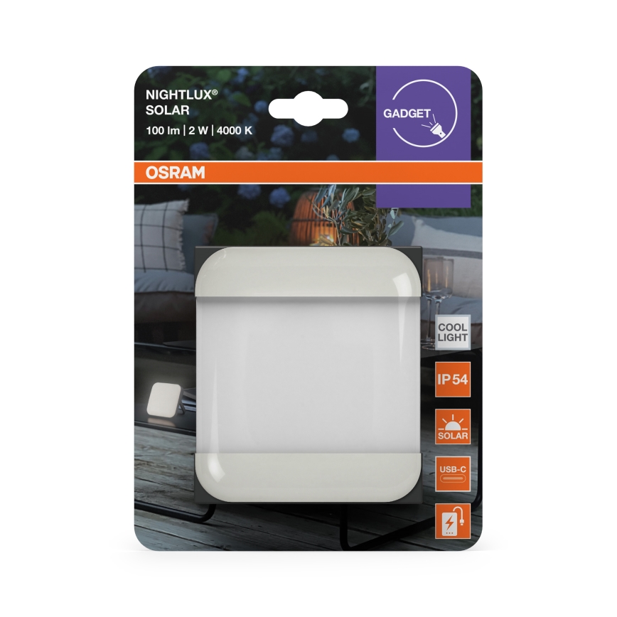 Osram - Prenosné solárne LED svietidlo NIGHTLUX LED/2W/5V IP54 sivé