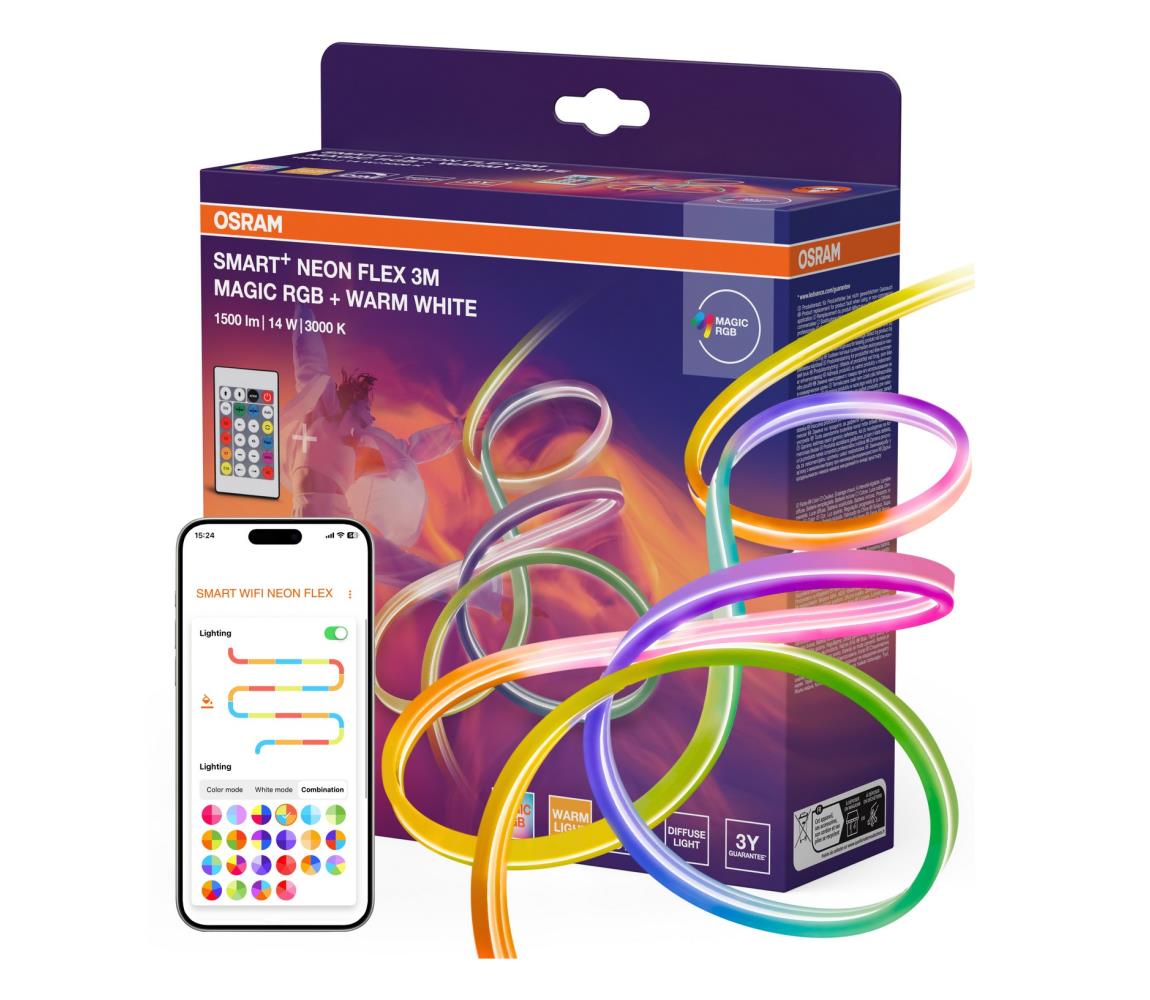 Osram - RGBW stmievateľný vonkajší SMART+ MAGIC LED pás 3 m, 14 W, 230 V, Wi‑Fi + diaľkové ovládanie 4099854475313