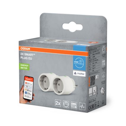 Osram - SADA 2x Inteligentná zásuvka SMART+ MATTER SCHUKO 2300W/230V/10A Wi-Fi biela