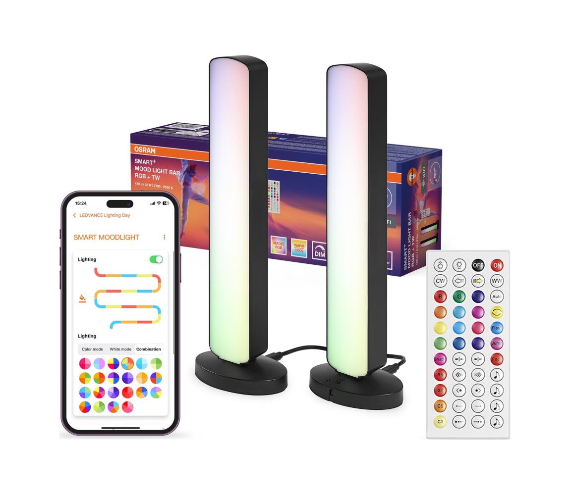 Osram - SADA 2x LED RGBW stmievateľná stolná lampa MOOD LIGHT LED/4W/230V Wi-Fi + diaľkové ovládanie 4099854472312