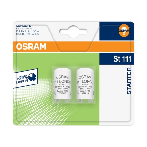 Osram - SADA 2x Žiarivkový štartér ST111 4-65W/230V