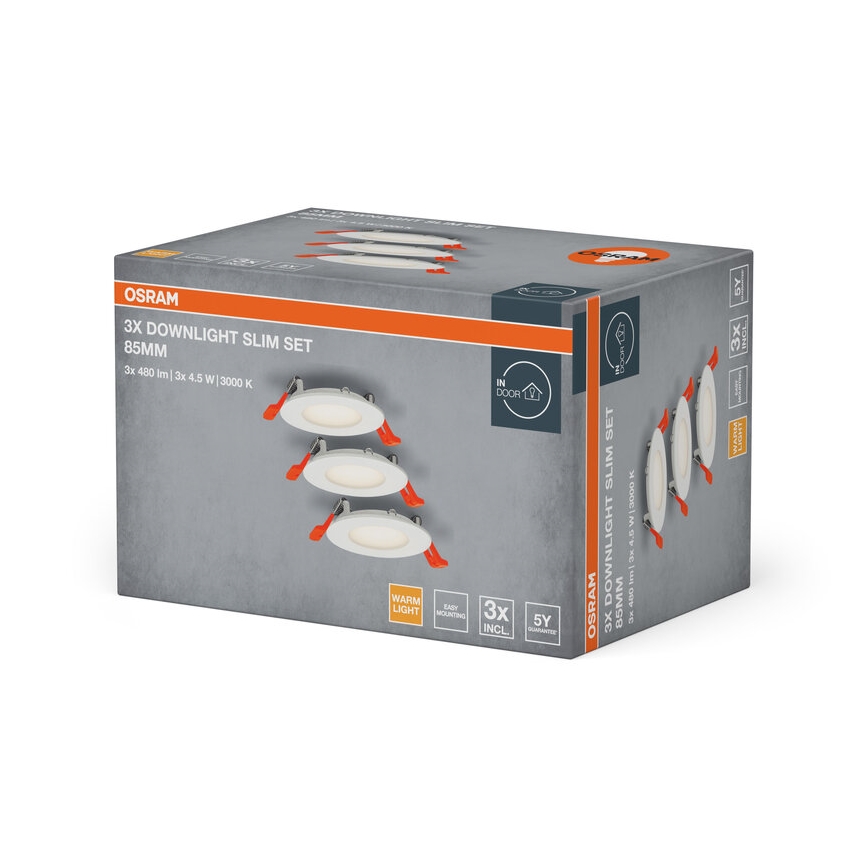 Osram - Sada 3 ks LED zapustených stropných svietidiel SLIM LED/4,5W/230V