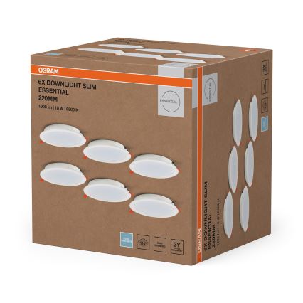 Osram - SADA 6x LED podhľadové svietidlo ESSENTIAL LED/18W/230V 6500K pr. 22 cm biela