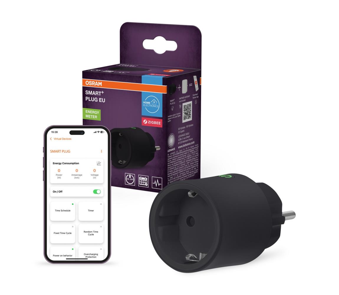 Osram - SMART+ SCHUKO inteligentná zásuvka 2300W/230V/10A čierna 4099854419287