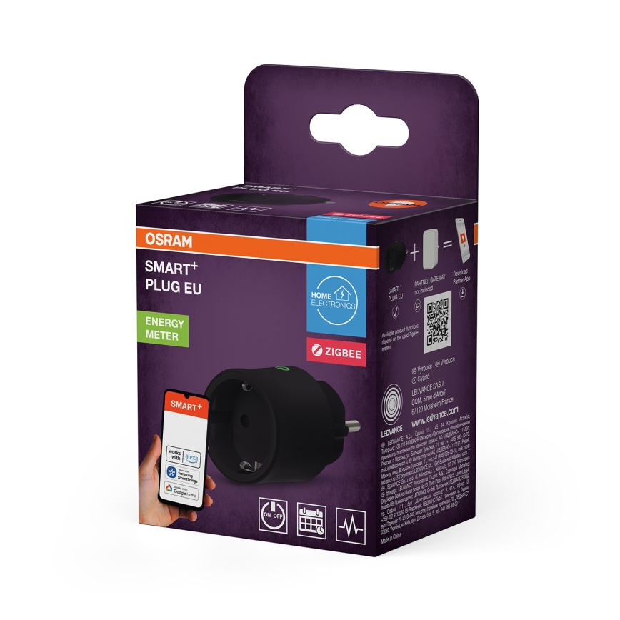 Osram - SMART+ SCHUKO inteligentná zásuvka 2300W/230V/10A čierna