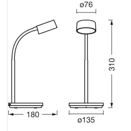 Osram - LED stmievateľná stolová lampa OFFICE LINE LED/4,8W/230V 3000/4000/6500K čierna
