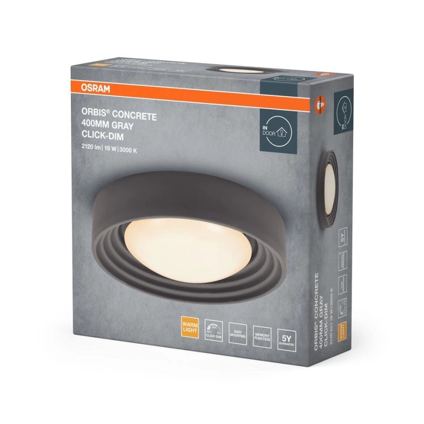 Osram - Stmievateľné LED stropné svietidlo ORBIS CONCRETE LED/18W/230V, priemer 40 cm, šedé/betón
