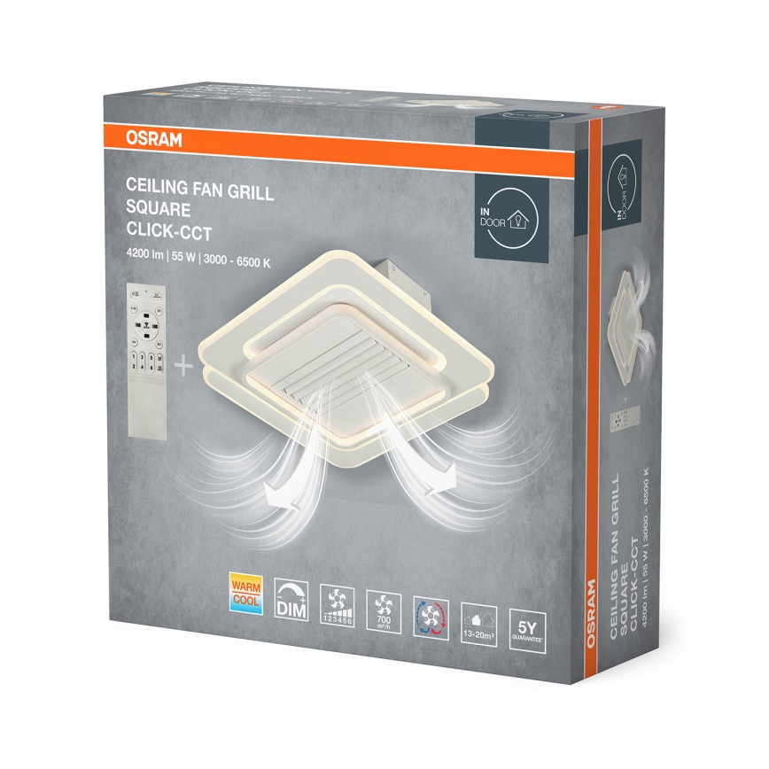 Osram - LED Stmievateľné stropné svietidlo s ventilátorom CEILING FAN LED/55W/230V 3000-6500K biela + diaľkové ovládanie