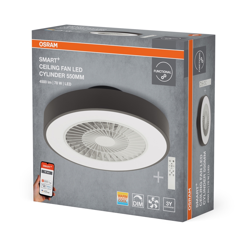 Osram - LED stlmiteľné stropné svietidlo s ventilátorom SMART+ LED/78W/230V 3000-6500K Wi-Fi + diaľkové ovládanie