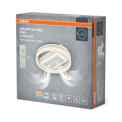 Osram - LED stlmiteľné stropné svietidlo s ventilátorom CEILING FAN LED/55W/230V 3000-6500K biele + diaľkové ovládanie