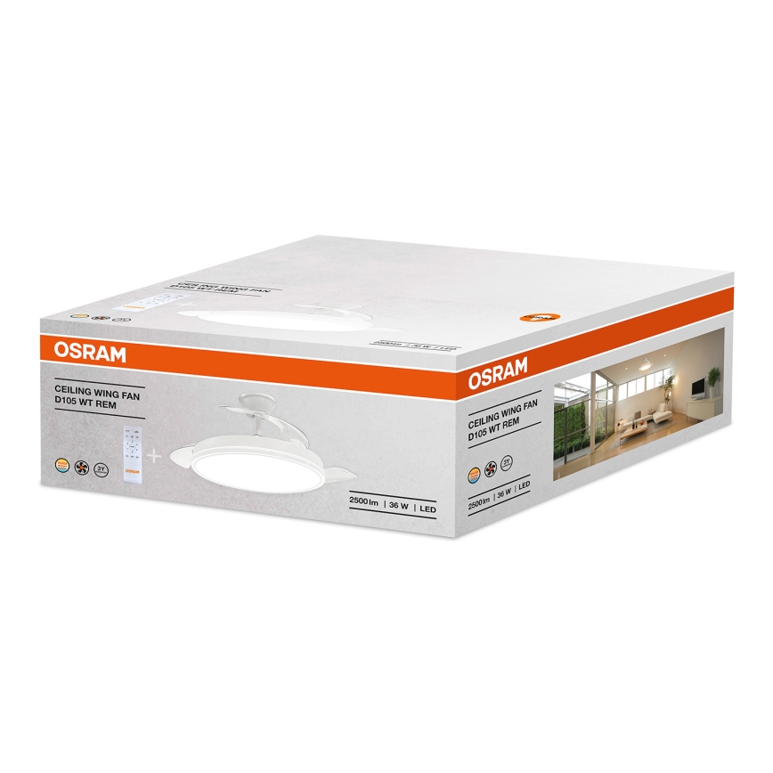Osram - LED stmievateľné stropné svietidlo s ventilátorom WING LED/36W/230V 3000/4000/6000K + diaľkové ovládanie