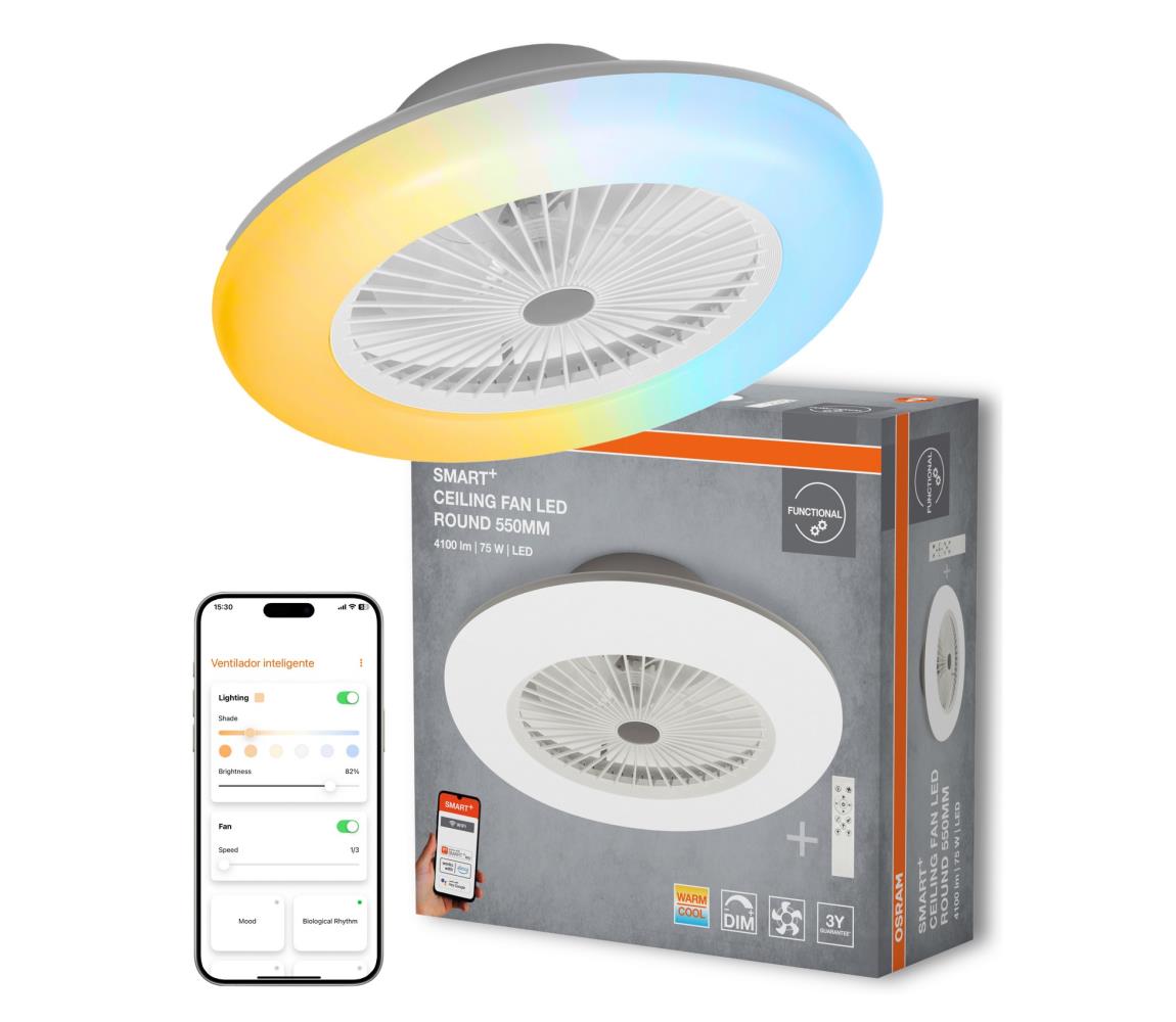 Osram - stmievateľné stropné svietidlo s látorom SMART+ LED, 75 W, 230 V, Wi‑Fi, s diaľkovým ovládaním 4099854472824