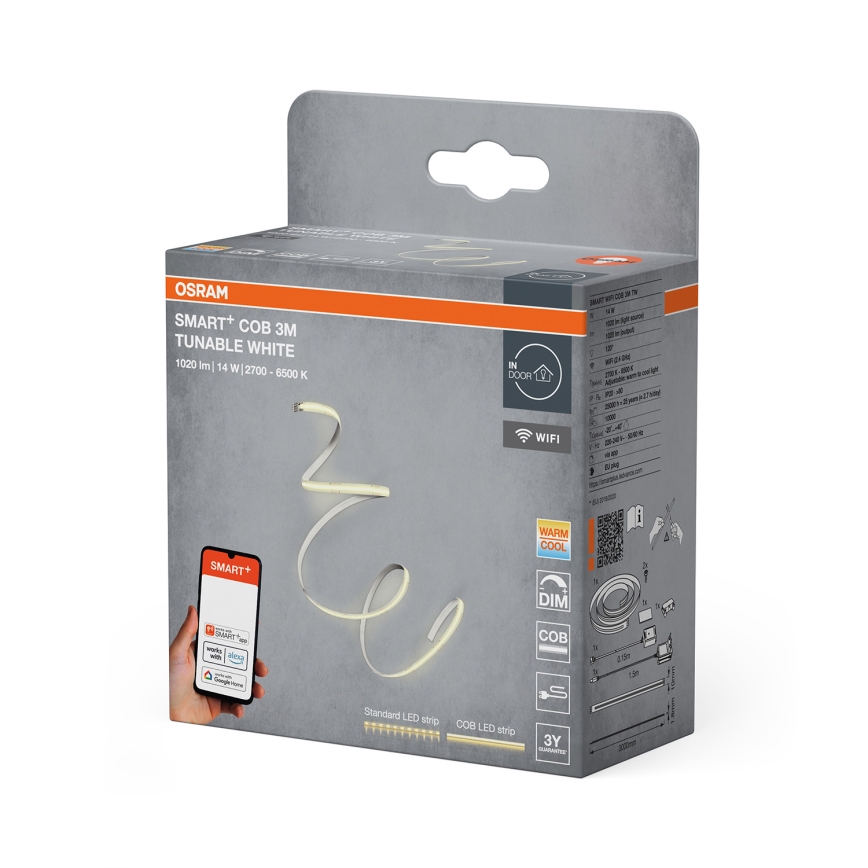 Osram - stmievateľný LED pás SMART+ COB, 3 m, 14 W, 230 V, 2700–6500 K, Wi‑Fi