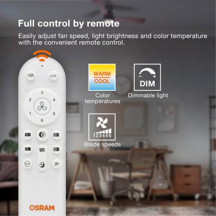 Osram - Stmievaný LED stropný ventilátor FOHN LED/18W/230V 3000/4000/6500K + diaľkové ovládanie