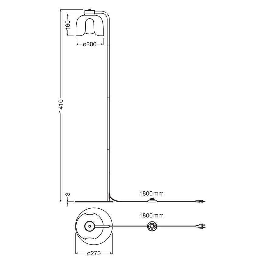 Osram - Stojacia lampa DECOR COROLLE 1xE27/15W/230V čierna/zlatá