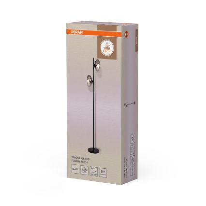 Osram - Stojacia lampa DECOR SMOKE 2xE14/12W/230V čierna/dymovo šedá