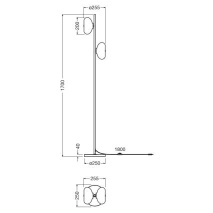 Osram - Stojacia lampa DECOR SMOKE 2xE14/12W/230V čierna/dymovo šedá