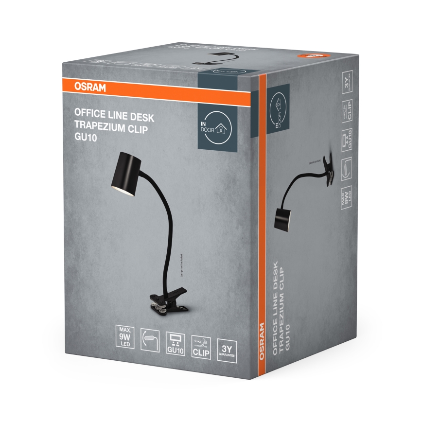 Osram - Stolná lampa s klipom DESK LINE 1xGU10/9W/230V čierna