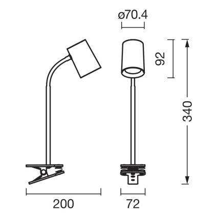 Osram - Stolná lampa s klipom DESK LINE 1xGU10/9W/230V čierna