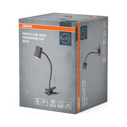 Osram - Stolná lampa s klipom DESK LINE 1xGU10/9W/230V sivá