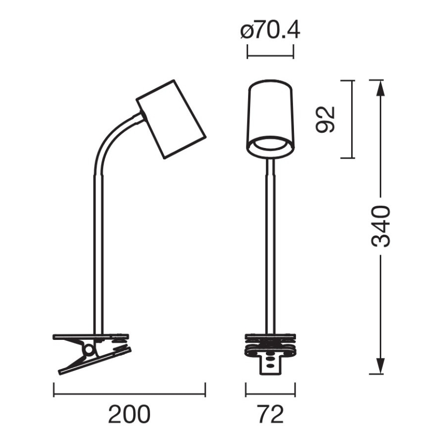 Osram - Stolná lampa s klipom DESK LINE 1xGU10/9W/230V sivá
