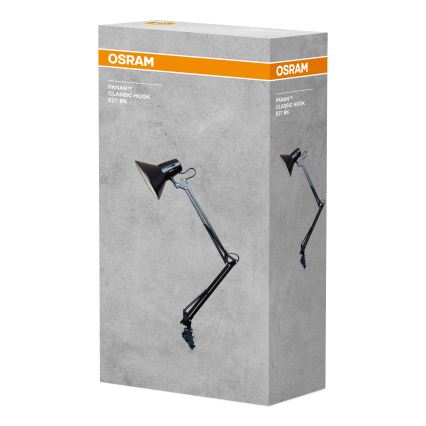 Osram - Stolná lampa s uchytením PANAN 1xE27/11W/230V čierna
