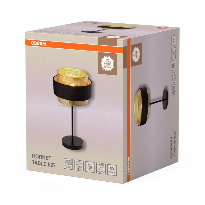Osram - Stolová lampa DECOR HORNET 1xE27/10W/230V čierna/zlatá