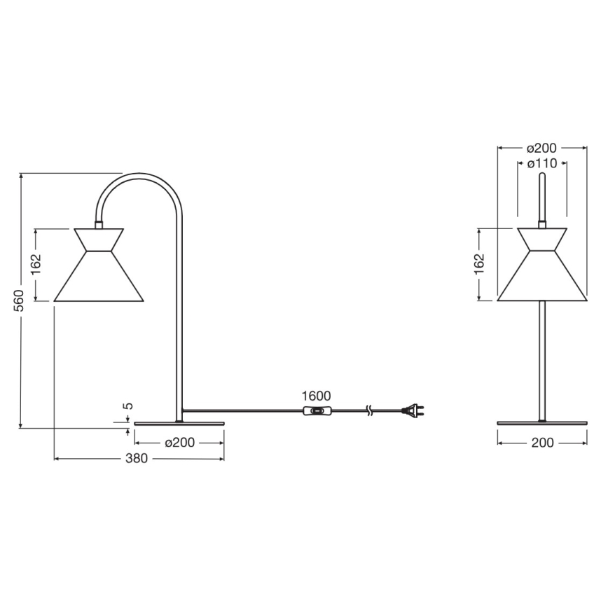Osram - Stolová lampa DECOR WAIST 1xE27/40W/230V čierna