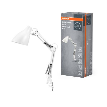 Osram - Stolová lampa s klipom DESK LINE 1xE27/11W/230V biela