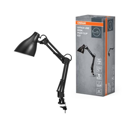 Osram - Stolová lampa so svorkou DESK LINE 1xE27/11W/230V čierna