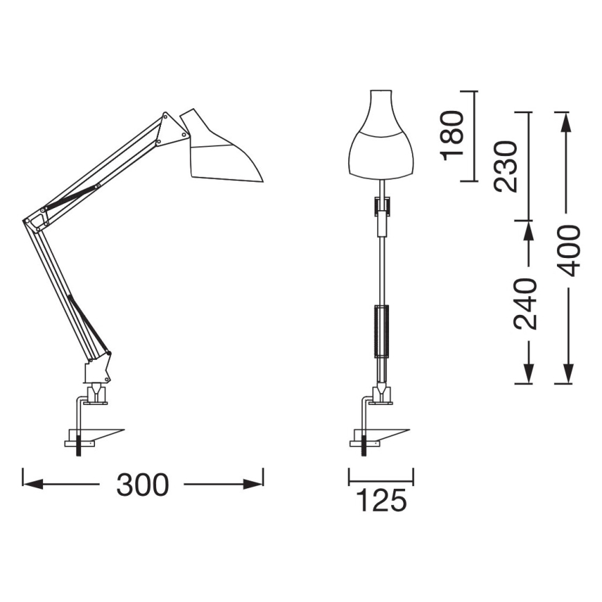 Osram - Stolová lampa so svorkou DESK LINE 1xE27/11W/230V čierna