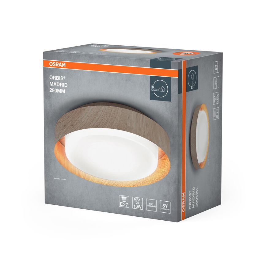 Osram - Stropné svietidlo ORBIS MADRID 2xE27/10W/230V pr. 29 cm drevený dekor