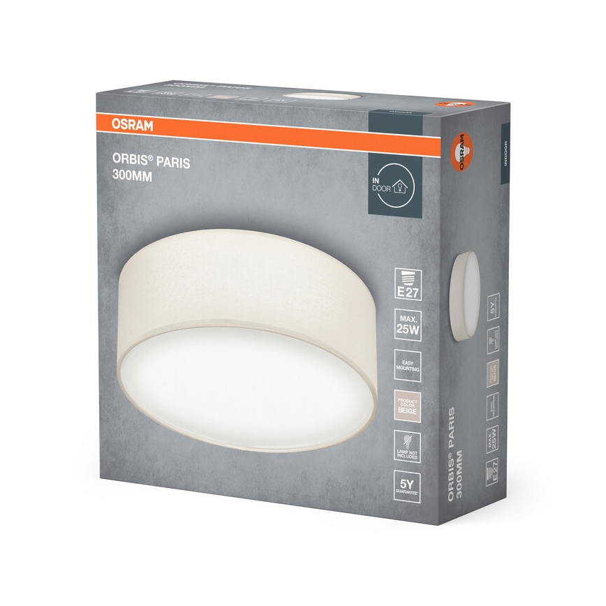 Osram - Stropné svietidlo ORBIS PARIS 1xE27/25W/230V pr. 30 cm krémové