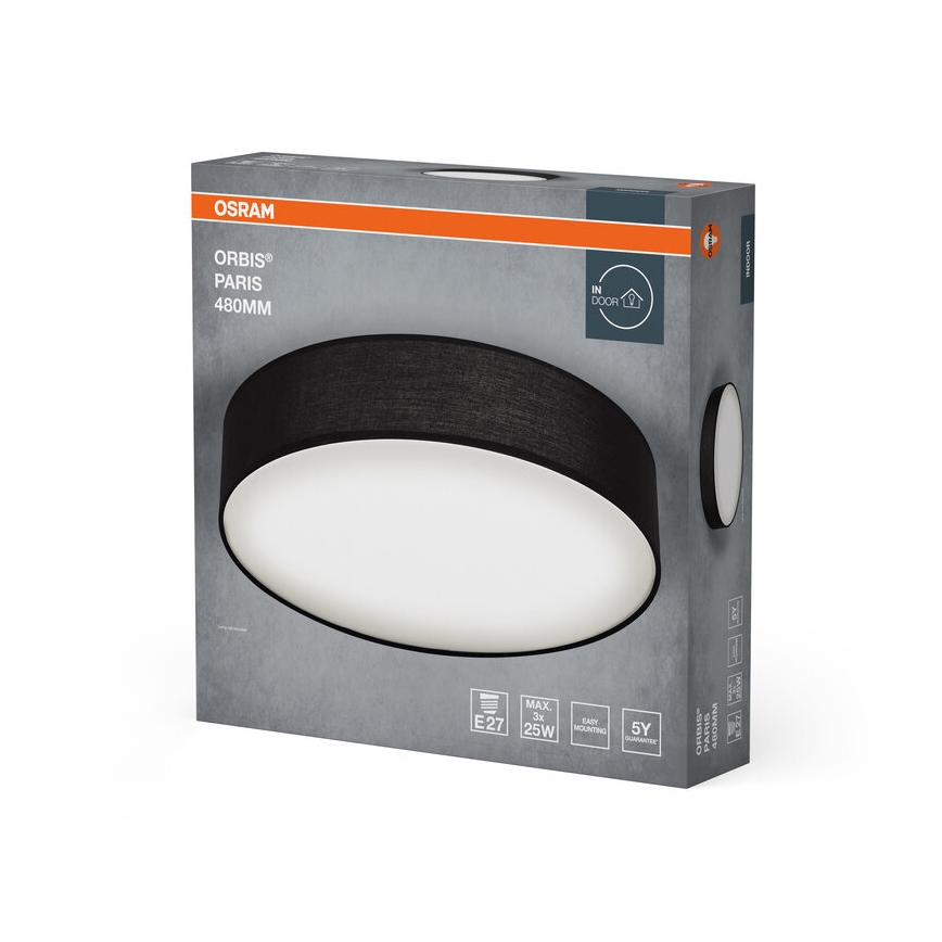 Osram - Stropné svietidlo ORBIS PARIS 3xE27/25W/230V priemer 48 cm čierne