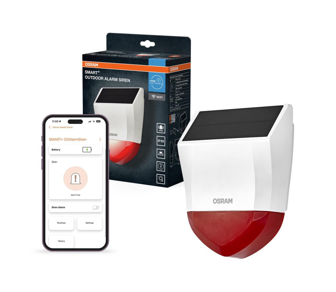 Osram - Vonkajší solárny alarm SMART+ 5V IP65 Wi-Fi 4058075856950