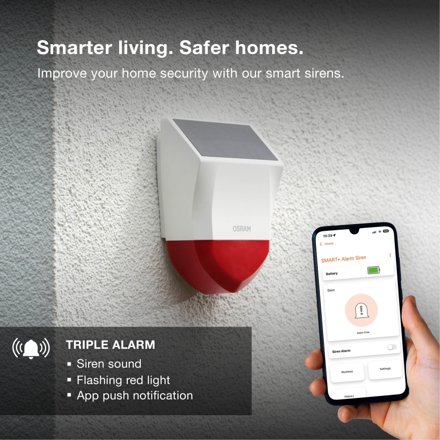 Osram - Vonkajší solárny alarm SMART+ 5V IP65 Wi-Fi
