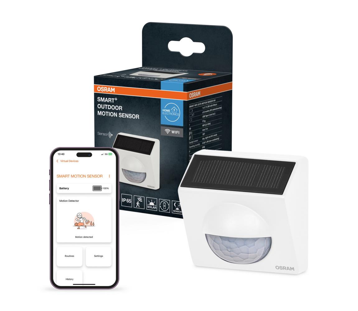 Osram - Vonkajší solárny senzor pohybu SMART+ 3,7V biely IP65 Wi-Fi 800 mAh 4099854419102