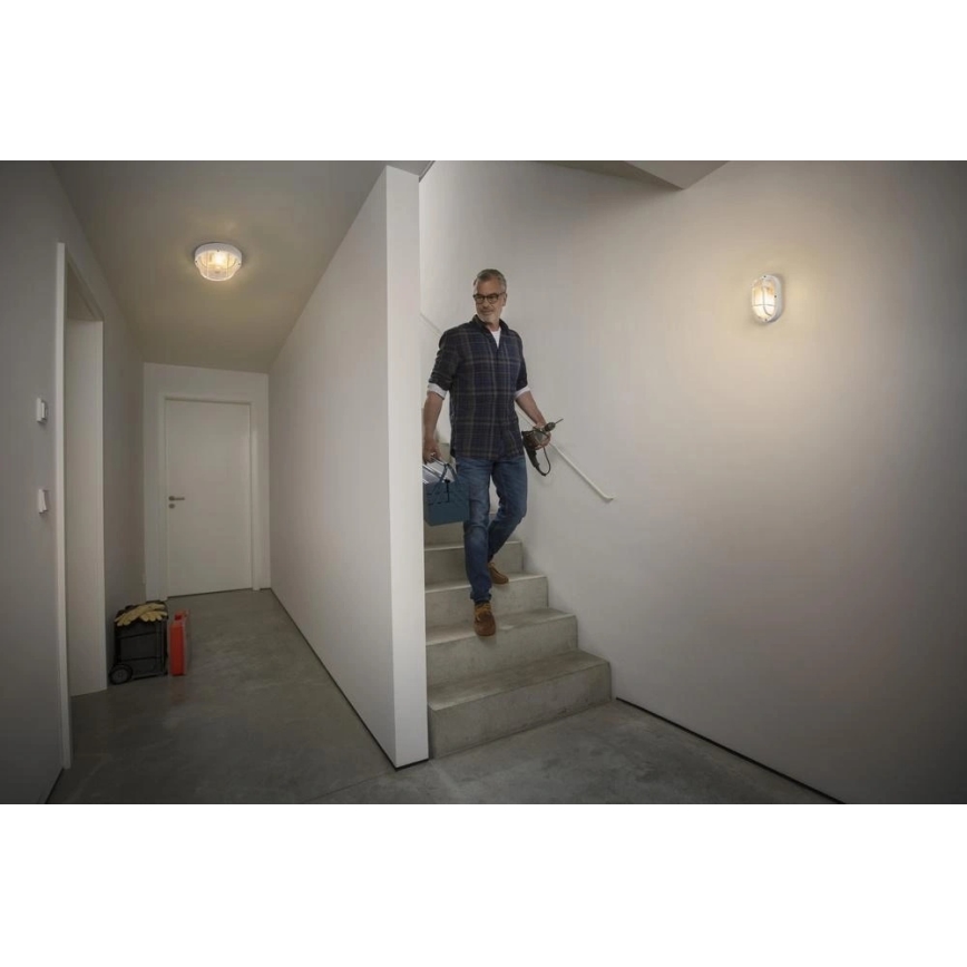 Osram - Vonkajšie nástenné svietidlo BULKHEAD 1xE27/10W/230V priemer 19 cm IP54 biela