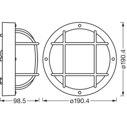 Osram - Vonkajšie nástenné svietidlo BULKHEAD 1xE27/10W/230V, priemer 19 cm, IP54, čierne