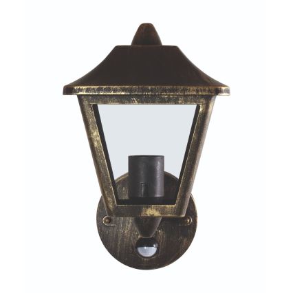 Osram - Vonkajšie nástenné svietidlo so senzorom TRADITION UP 1xE27/60W/230V IP44 patina/zlatá
