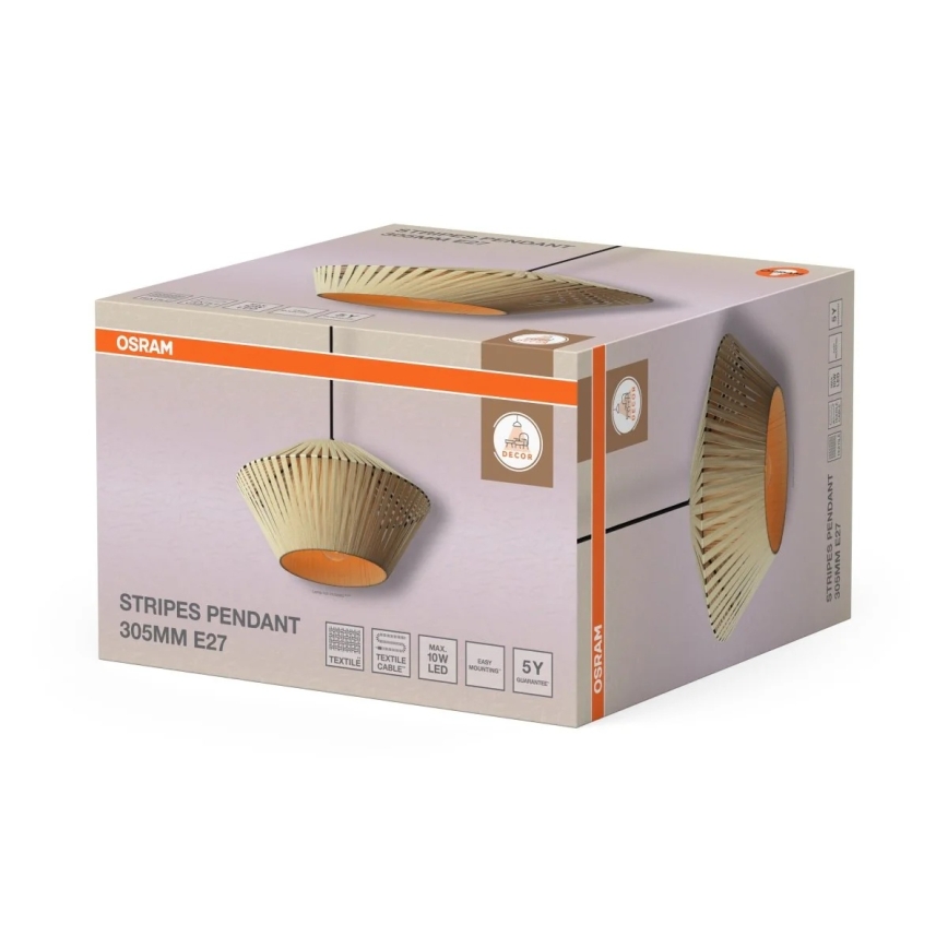 Osram - Zavesený luster na lanku DECOR STRIPES 1xE27/10W/230V, priemer 30,5 cm, béžový