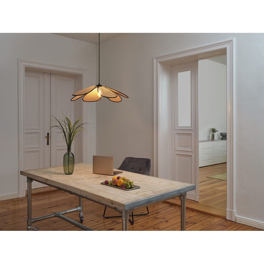 Osram - závesné svietidlo na lanku DECOR RATTAN 1xE27/15W/230V pr. 69 cm béžová/čierna