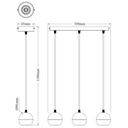 Osram - Závesné svietidlo na lanku SPOT SPHERAL 3xGU10/6W/230V biele