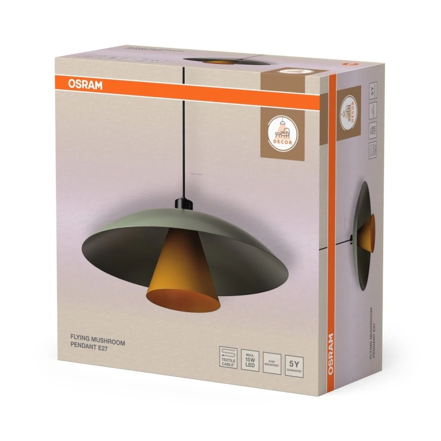 Osram - Závesný luster na kábli DECOR FLYING MUSHROOM 1xE27/25W/230V, priemer 50 cm, zelený