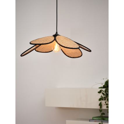 Osram - Závesný luster na lane DECOR RATTAN 1xE27/15W/230V pr. 58 cm béžová/čierna