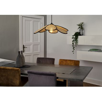 Osram - Závesný luster na lane DECOR RATTAN 1xE27/15W/230V pr. 58 cm béžová/čierna