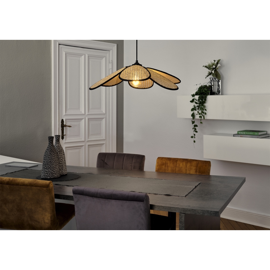 Osram - Závesný luster na lane DECOR RATTAN 1xE27/15W/230V pr. 58 cm béžová/čierna