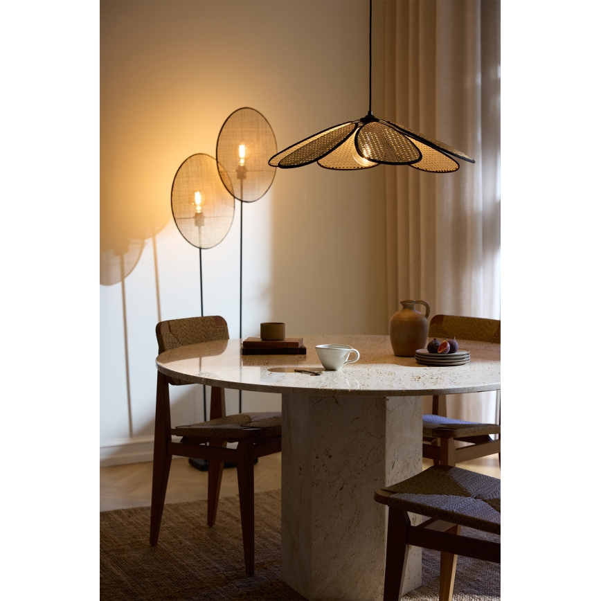 Osram - Závesný luster na lane DECOR RATTAN 1xE27/15W/230V pr. 58 cm béžová/čierna