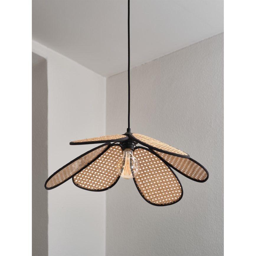 Osram - Závesný luster na lane DECOR RATTAN 1xE27/15W/230V pr. 58 cm béžová/čierna