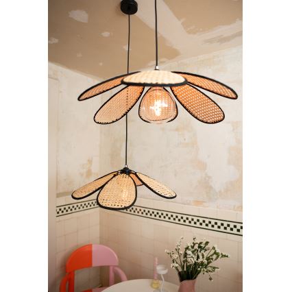 Osram - Závesný luster na lane DECOR RATTAN 1xE27/15W/230V pr. 58 cm béžová/čierna